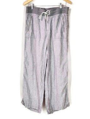 Athleta Cabo Linen Textured Wide Leg Pants Gray Size 12
